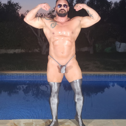 Torpedo thong and spandex socks set DARK SILVER