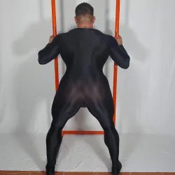SHEER SPANDEX BODYSUIT BLACK