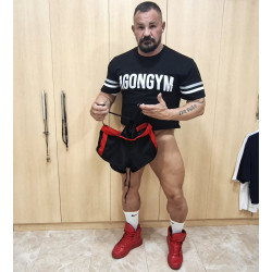 Gym shorts with built in jockstrap