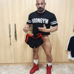 Gym shorts with built in jockstrap