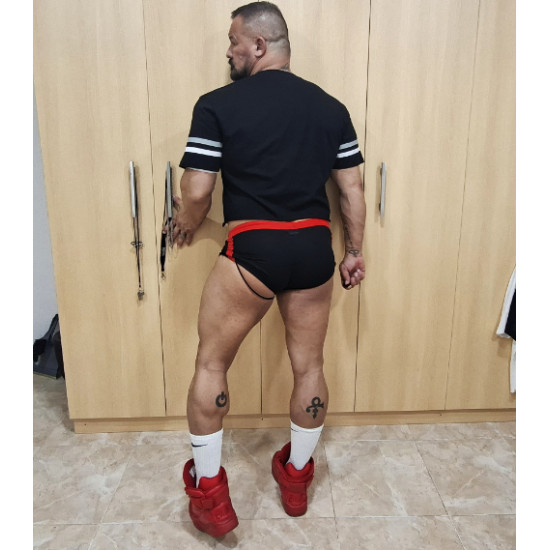 Gym shorts with built in jockstrap