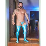 Torpedo thong and spandex long socks set SKY BLUE