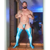 Torpedo thong and spandex long socks set SKY BLUE
