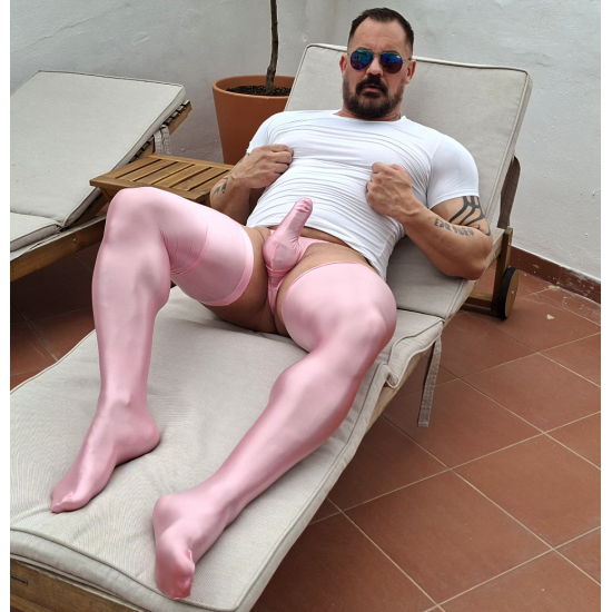 Torpedo thong and spandex socks set PINK