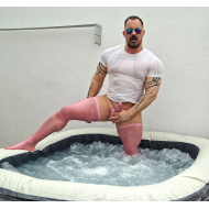 Torpedo thong and spandex socks set PINK