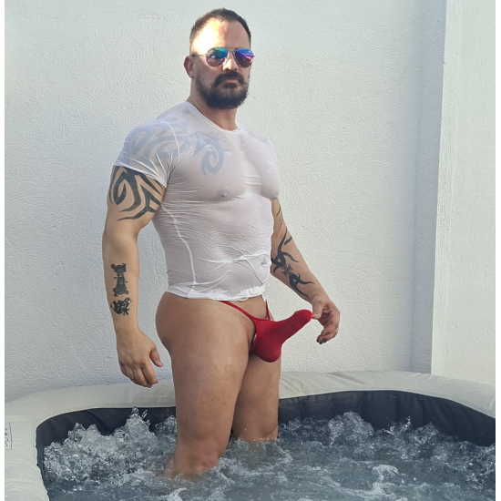 Bulge Torpedo Thong Glossy Red