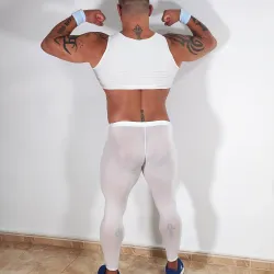 Spandex semi transparent bulge pouch tights