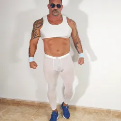 Spandex semi transparent bulge pouch tights