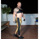 Skinfit Black & Gold tights and cropped t-shirt