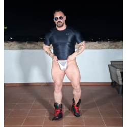 Satin shiny spandex g-string SILVER