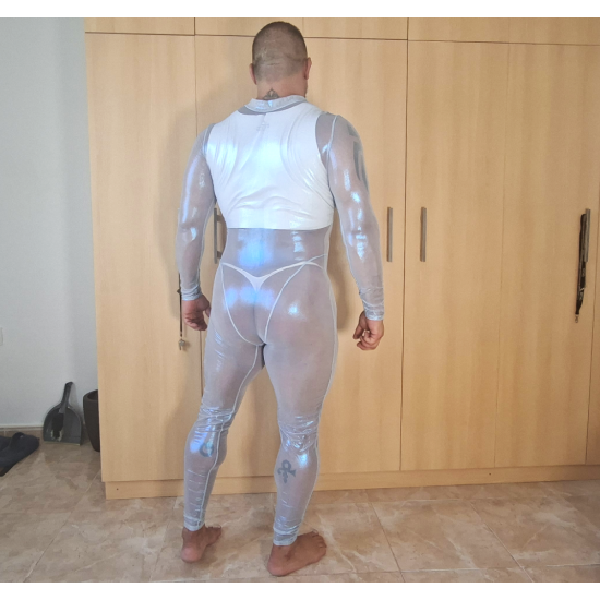 Transparent Stretch Zip Up Suit