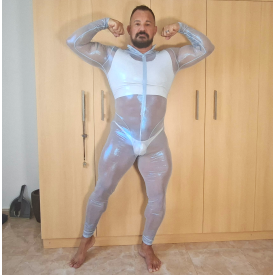 Transparent Stretch Zip Up Suit