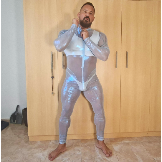 Transparent Stretch Zip Up Suit