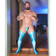 High shine spandex bulge thong and socks set BABY BLUE