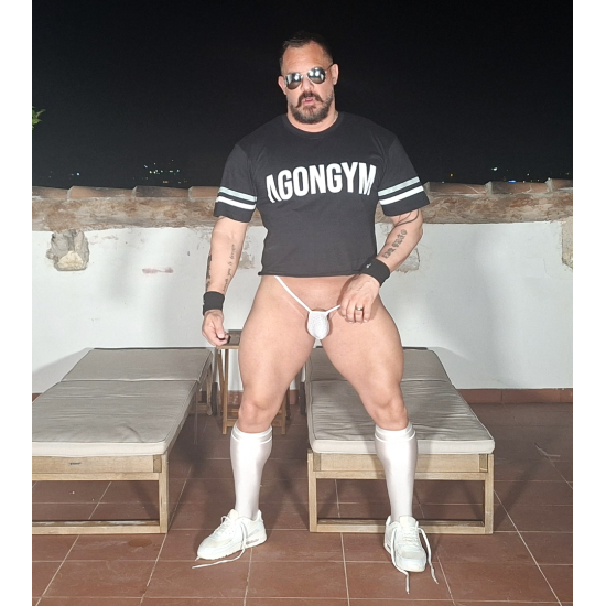 Mesh spandex g string White