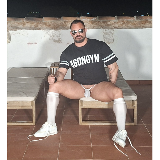 Mesh spandex g string White