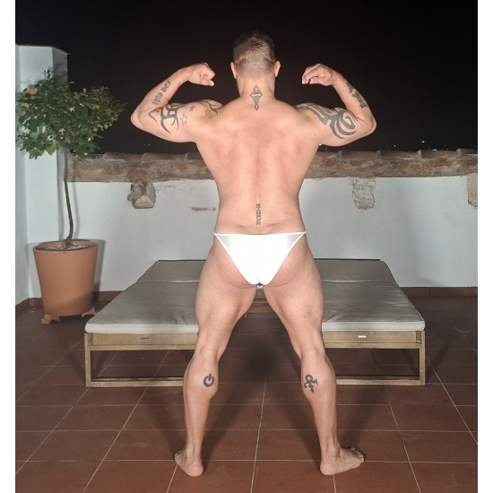 Torpedo shiny bulge cock mini brief WHITE