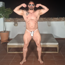 Torpedo shiny bulge cock mini brief WHITE