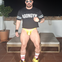 Shiny open back thong YELLOW