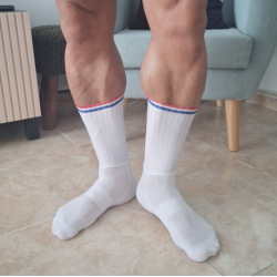 Spandex Cycling Socks White/Blue/Red