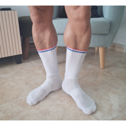 Spandex Cycling Socks White/Blue/Red